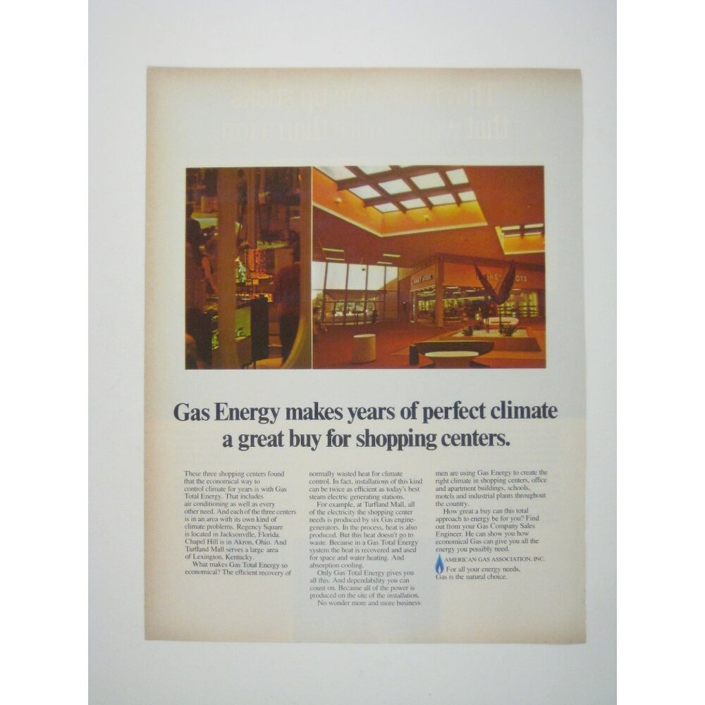 American Gas Association Shopping Center ADVERT 1960s Vintage Print Ad
